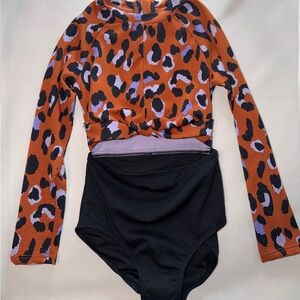 Art Class Girls Leopard Print One Piece Swimsuit
Orange Black Size S 6/7 NWT